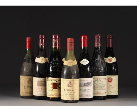 Lot of 10 bottles of various Burgundy and Chateauneuf du Pape wines. 5x Echezeaux 1976 Lucien BENAROS, Burgundy. 1x Aloxe Cor