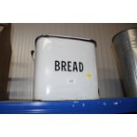 An enamel bread bin
