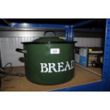 An enamel bread bin