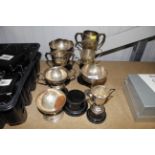A collection of silver plated trophy cups