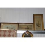 G Morris, three framed prints of sailing boats