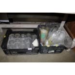 Two boxes of various glassware to include drinking