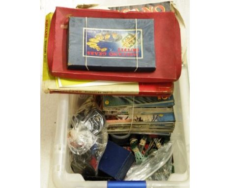 Box of various vintage Meccano including parts, boxes, magazines, motor etc