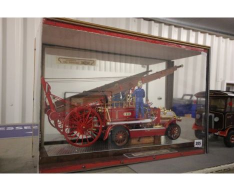 Cased scratch built Denis London Fire Engine in vg condition, outer case has lost some framing, case approximately 20" in len