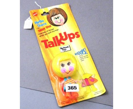 Carded Mattel Burbank Toys Talk Ups 'Happy Talk' unopened, card is good overall with creasing to top of card by punched hole
