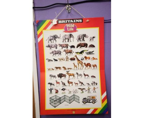 Original vintage Britains Wildlife shop advertising display card 23" x 16.5" approx (vg with a few marks)