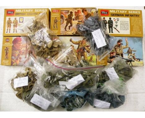 Six boxed Airfix 1/32 scale Military series figures including Germany Infantry, Russian Infantry, British Eighth Army, Afrika