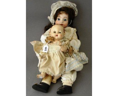 Vintage doll with bisque head marked Bru Jne II to head, no stamp to body plus a Pedigree doll