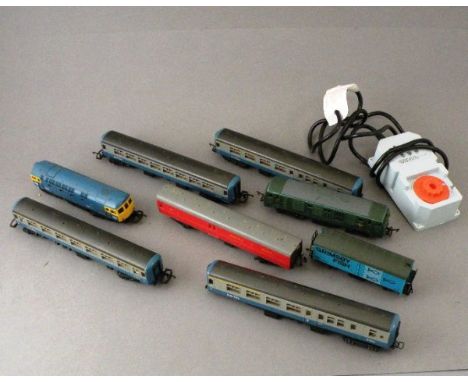 Group of OO gauge model railway including two Diesel engines, seven items of rolling stock featuring Lima & Jouef, Lima power