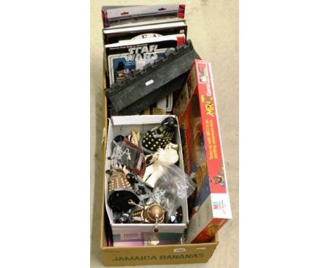 Quantity of Sci-Fi and TV related collectable's including Lord of The Rings and Dr Who figures, Mr T MB board game, ET board 