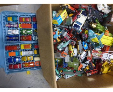 Large quantity of vintage play worn die-cast vehicles including Corgi, Dinky, Matchbox etc plus a Matchbox Superfast Collecto