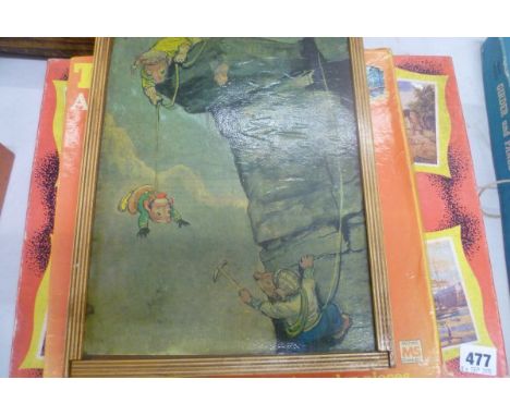 Vintage wooden jigsaw puzzle plus a boxed 'The Family Big Four' puzzle and boxed Thomas The Tank Engine Alphabet Playtray