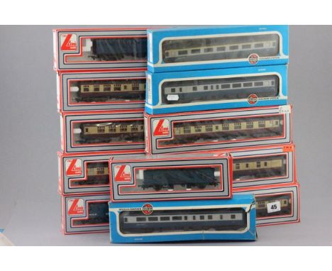 12 Boxed OO gauge coaches including Lima x9 (305311 x2, 305331 x2, 305325, 305344W, 305341, 305356 and 305353) and Airfix x3 