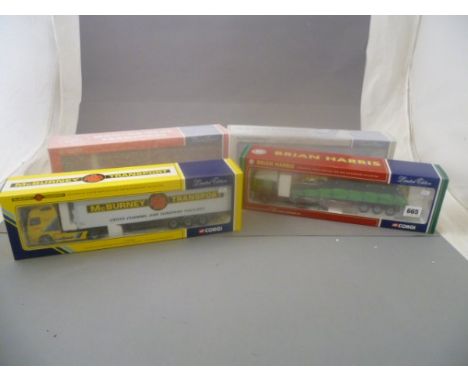 Four boxed ltd edn 1:50 Corgi Modern Trucks including CC12916 Montgomery Transport (in original paper), CC12910 H J Van Bentu