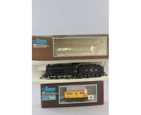 Boxed Lima O scale 6534 LMS engine & tender in black livery and boxed Lima O scale 6733 Hall & Dean truck