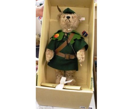 Boxed ltd edn Steiff Robin Hood Blond 45 Teddy Bear, still sealed in to box with certificate