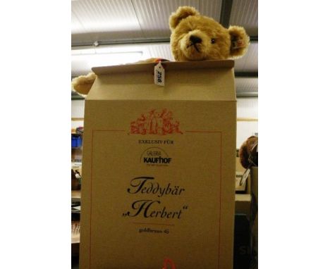 Boxed ltd edn Steiff goldbraun 45 'Herbert' 50 Years of Deutschmark Teddy Bear with certificates