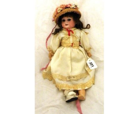 14'' Bisque headed doll with composition body 'The Little Flirt' by Kammer & Reinhardt in original clothes with label in good