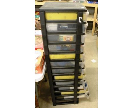 12 Drawer cabinet with a fantastic collection of vintage Meccano in vg condition overall including motors, power drive, numer