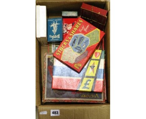 11 Vintage games and puzzles including Victory Geographical Puzzle, Ba-Kar-Ee, Pepys Biggles card game etc