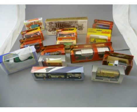 14 Boxed die-cast vehicles including Matchbox Speed Kings K-41 x 2, Solido Toner Gam Dodge, Corgi Transport of the 30's etc