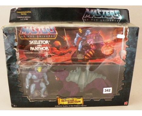 Boxed ltd edn Mattel Commemorative Series Masters of the Universe Skeletor and Panthor figure set, figures excellent, some st