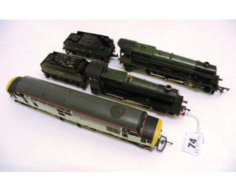 Three OO gauge engines including Bachmann Broome Manor, Triang Princess Elizabeth and Lima 37605 eps Diesel
