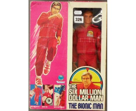 Boxed Kenner The Six Million Dollar Man The Bionic Man Doll on original inner display card with paperwork and Engine Block, d