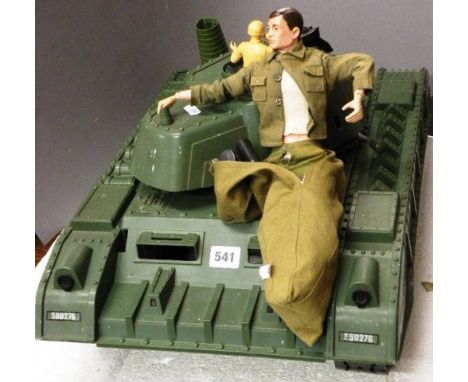 Plastic electronic Tank (not working) with a vintage Action Man doll