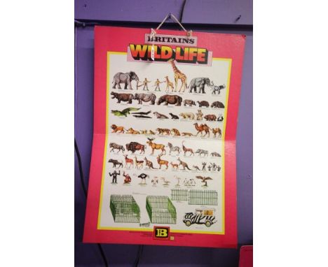 Original vintage Britains Wildlife shop advertising display card 23" x 16.5" approx (vg with a few scuffs, dirt to back)