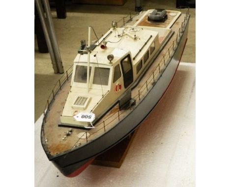 Model boat on plinth with Futaba engine approx 34" in length