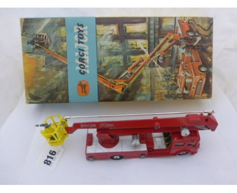 Boxed Corgi 1127 Simon Snorkel Fire Engine (paint loss, gd overall), polystyrene tatty with hole, outer box gd