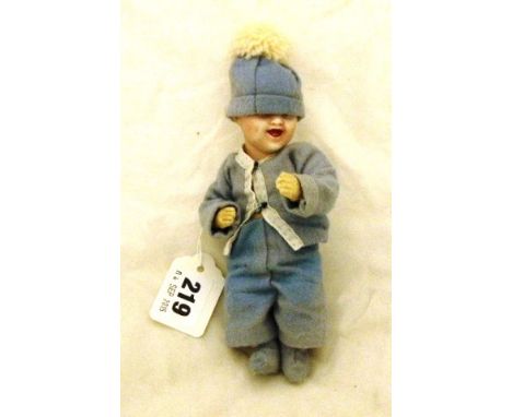 7" Bisque boy doll with indistinct marking