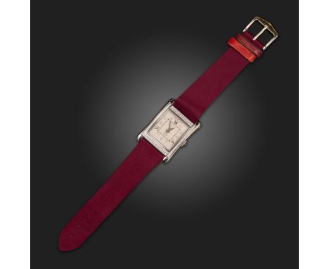 A steel 'No. 7' wristwatch by Bedat, signed rectangular dial, sweep seconds dial, diamond set bezel, automatic movement, case