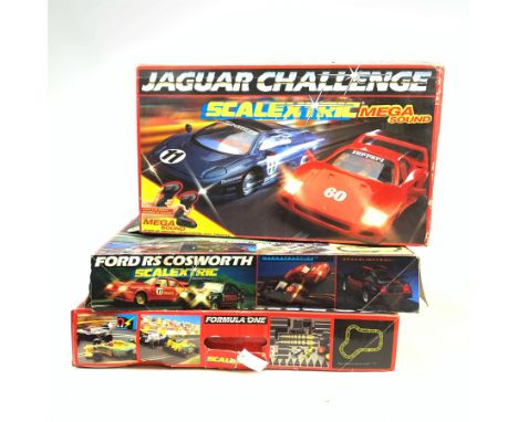 Scalextric - three part sets: Formula One, Jaguar Challenge and Ford RS Cosworth, all boxed - Condition Report 
