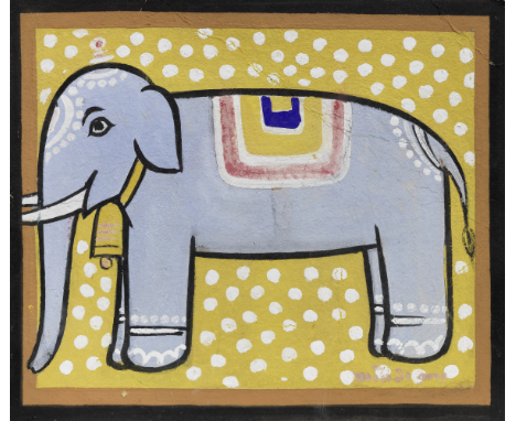 Jamini Roy (India, 1887-1972)Elephant gouache on card with incomplete sketch on versosigned26 x 31cm (10 1/4 x 12 3/16in).