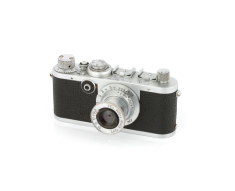 A Leica If Red Dial Camera, 1952/53, chrome, serial no. 575670, with Leitz Elmar f/3.5 50mm lens, 1937, chrome, serial no. 42