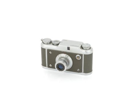 A Ducati Simplex Camera, 1950-, chrome, serial no. 11342, with Ducati Etar f/3.5 35mm lens, chrome, body, VG, shutter stickin