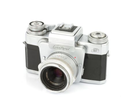 A Zeiss Ikon Contarex Special SLR Camera, 1960-66, chrome, serial no. U25497, with Carl Zeiss Tessar f/2.8 50mm lens, chrome,