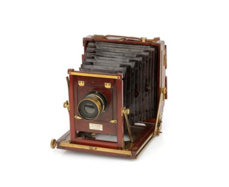 A W. Watson &amp; Sons Half Plate Mahogany Field Camera, 1885-90, serial no. 9517, with Busch's Rapid Symmetrical f/8 brass l