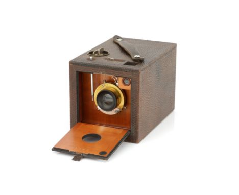 A Kodak No.2 Bulls-Eye Special Camera, 1898, brown, with Bausch & Lomb Rapid Rectalinear f/4 brass lens, body, VG-E, shutter 