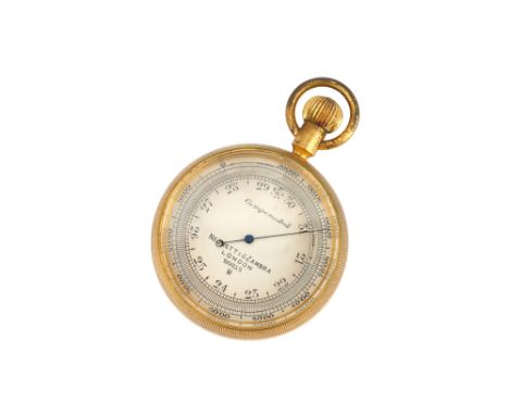 Cased Victorian Pocket Barometer, English, c.1900, signed to the face 'NEGRETTI &amp; ZAMBRA LONDON, 20815' face with dial ad