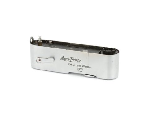 The First Leica Pre-Series MOOLY-C Motor Drive, chrome, serial no. 3495, body, F-G, motor workingNote: A tiny group of these 