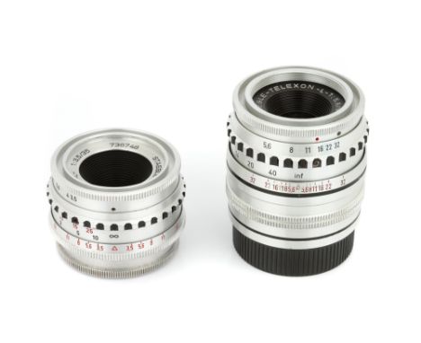 A Staeble-Super-Choro L f/3.5 35mm Lens, chrome, serial no. 736748, body, E, elements, G, some internal haze, together with a