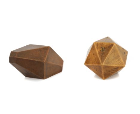 Two early wooden crystal models, English, 19th century, unsigned but engraved 31 and 41, both made of boxwood the largest 6cm