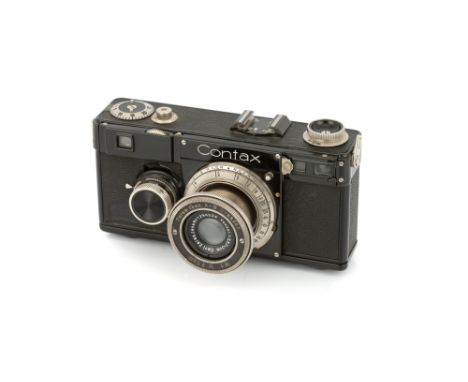 A Zeiss Ikon Contax If Rangefinder Camera, 1932-36, black, serial no. Z27034, with Carl Zeiss Jena Tessar f/3.5 50mm lens, ni