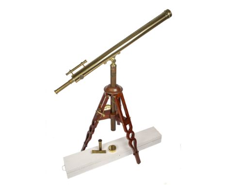 Large Victorian 4in Telescope & Stand with Provenance, English/French, c.1879, signed to the body tube 'DOCTEUR Arthur CHAVAL