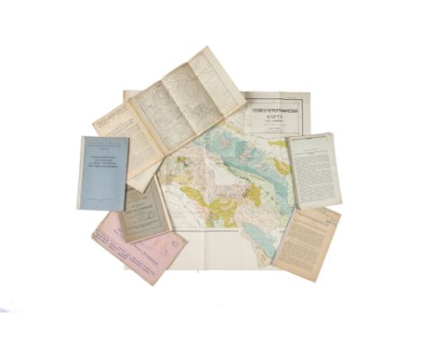 Russian Geological Articles and Map, Belonging to Professor Sergei Ivanovich Tomkeieff; several Geological articles and bookl