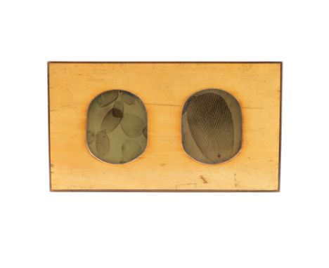 English, c. 1850, a French polished pear or applewood frame holds the two Albumen prints behind glass windows, A typed captio