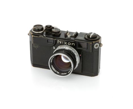 A Nikon S2 'Chrome Dial' Rangefinder Camera, 1954-58, black, serial no. 6145019, with Nippon Kogaku Nikkor-S.C f/1.4 50mm len